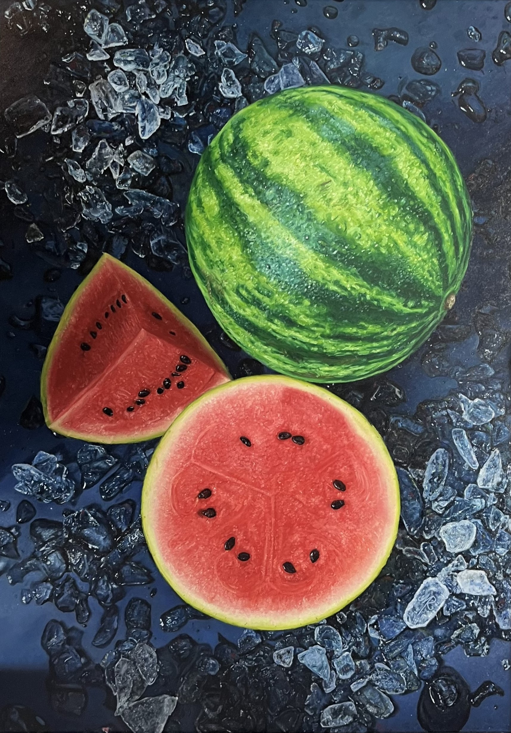 Wassermelonen 2024 50x70cm Oil on Wood